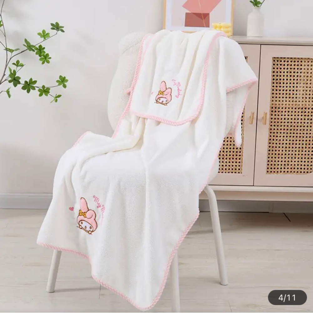 New My Melody 2 pc Quick Dry Towel Set - White Set